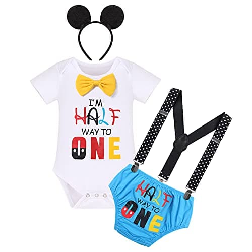 Half Way to One Cake Smash Outfit for Baby Boy