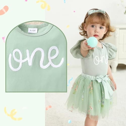 YOUNGER TREE 1st Birthday Outfits & Tutu Skirt for Baby Girls