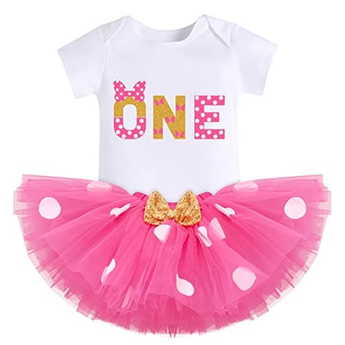 IMEKIS Baby Girls 1st Birthday Tutu Romper with Polka Dots & Mouse Ears Costume