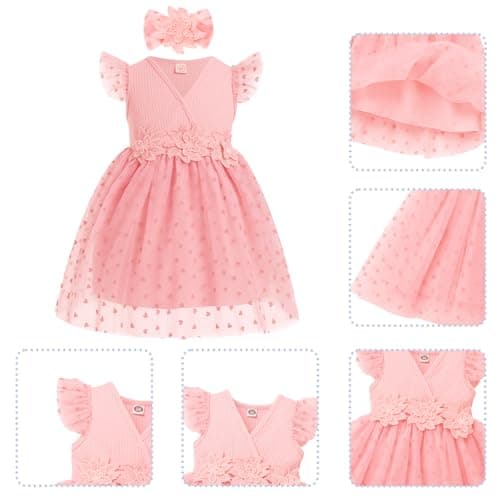 IMEKIS Toddler Baby Girls Birthday Dress with Headband