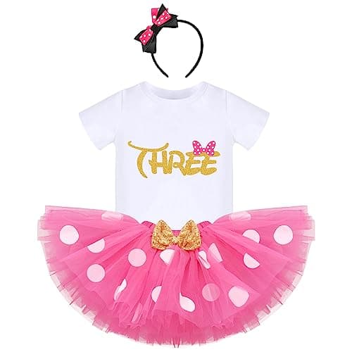 IBTOM CASTLE Polka Dots Romper Tutu Dress for Baby Girls Birthday Outfit
