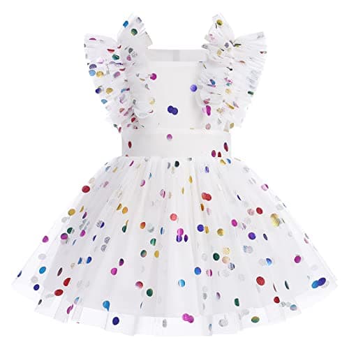 Colorful Polka Dots Romper Tutu Dress for Baby Girls 1st Birthday Party