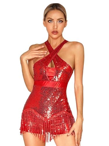 Glittery Sparkly Bodysuit for Women Dance Leotard
