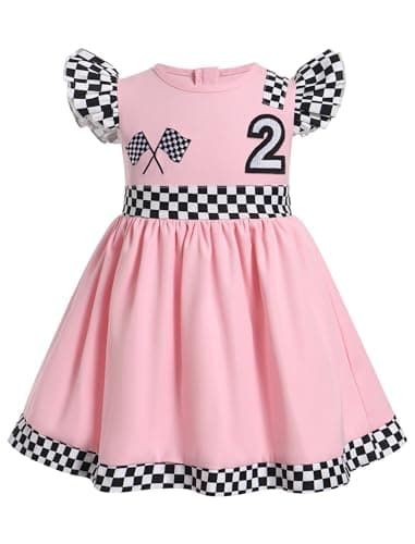 IMEKIS Baby Girl Race Car Birthday & Halloween Dress