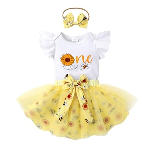 YOUNGER TREE 1st Birthday Outfits & Tutu Skirt for Baby Girls