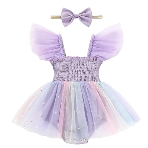 Ruffe Infant Tulle Romper Sleeveless Baby Girl Outfit 0-18M