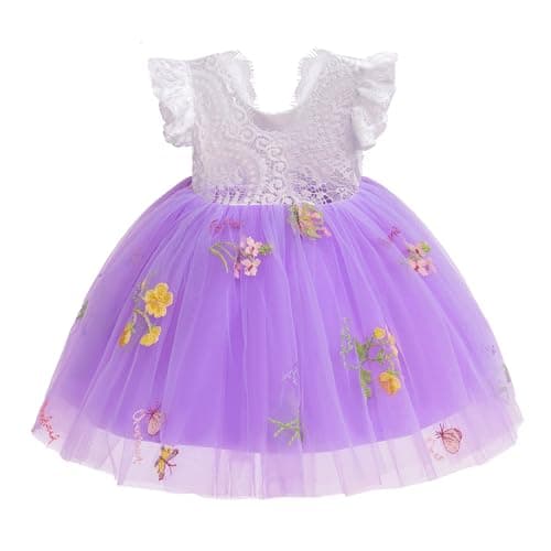Boho Princess Lace Backless Butterfly Birthday Dress for Toddler Baby Girl by IMEKIS