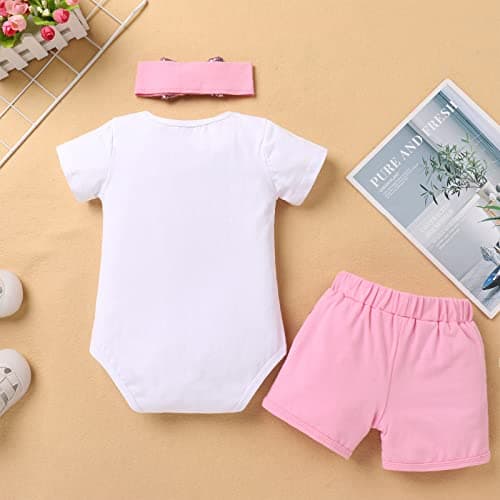 IMEKIS Baby Girl 1st Birthday Outfit & Romper with Sequin Shorts & Headband