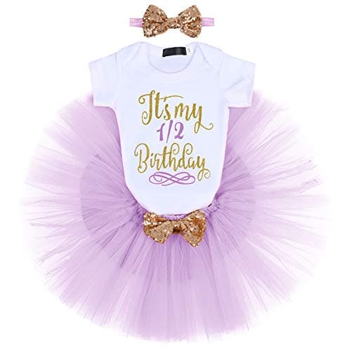 ODASDO Baby Girl Birthday Cake Smash Tutu Dress Romper 3pcs Set