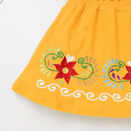 Traditional Mexican Embroidered Floral Dress for Toddler Girls
