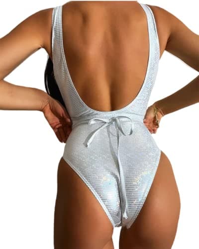 JUMISEE Women's Holographic Snakeskin Wrap Swim Suit