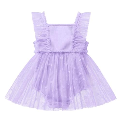 Newborn Baby Girl 1st Birthday Outfit Floral Romper Dress Tulle Cake Smash Photo Shoot