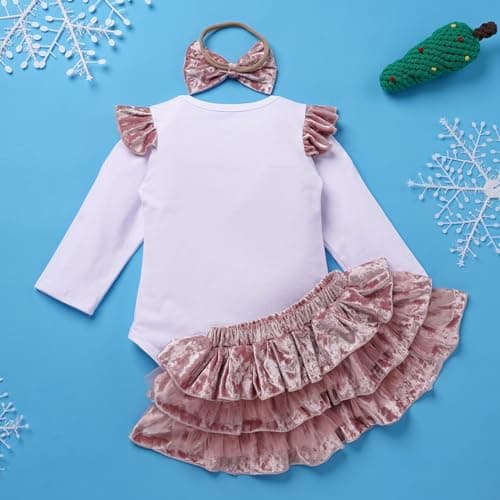 ODASDO Baby Girl 1st Birthday Cake Smash Outfit Set Velvet Skirt