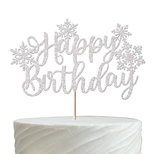 Rsstarxi 1 Pack Snowflake 1st Birthday Cake Topper Silver Glitter Party Decor