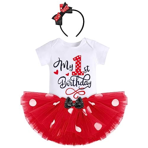 IBTOM CASTLE Polka Dots Romper Tutu Dress for Baby Girls Birthday Outfit