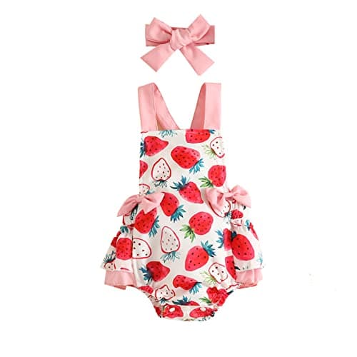IMEKIS Baby Girl Boho Romper & Headband Summer Outfit