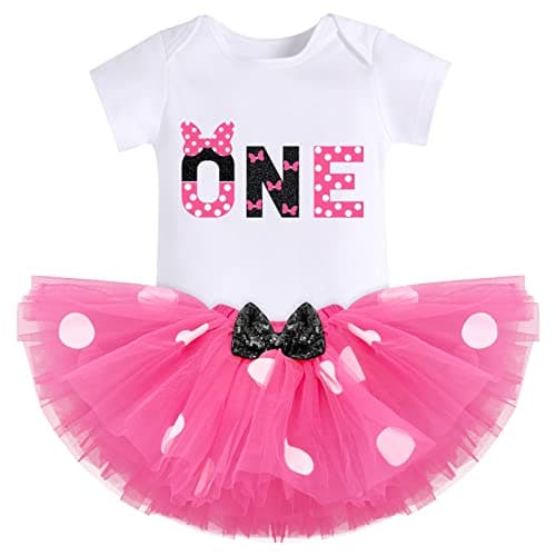 IMEKIS Baby Girls 1st Birthday Tutu Romper with Polka Dots & Mouse Ears Costume