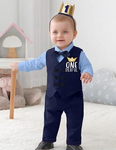 Mr Onederful 1st Birthday Boy Outfit 5Pcs Suit