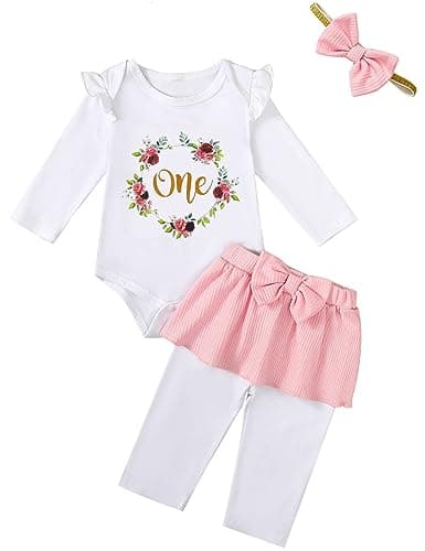 First Birthday Outfit: Floral Skirt Set for Baby Girl
