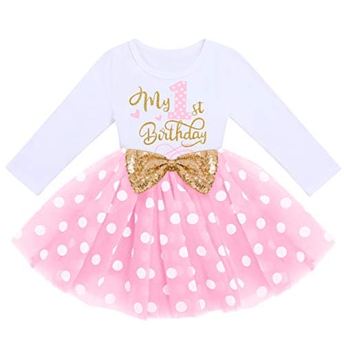 IMEKIS Baby Girl 1st 2nd 3rd Birthday Tutu Dress with Polka Dots