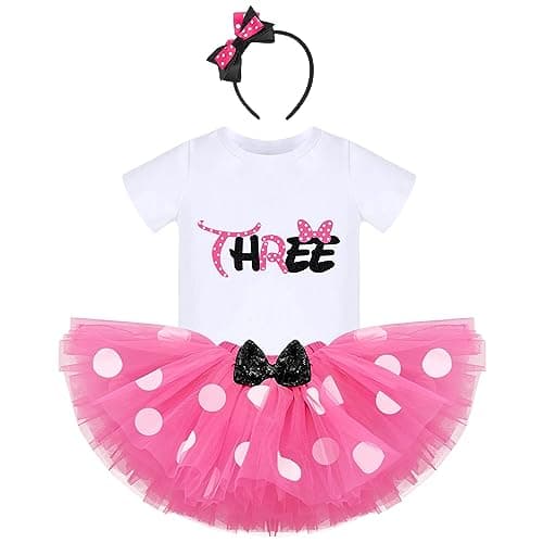 IBTOM CASTLE Polka Dots Romper Tutu Dress for Baby Girls Birthday Outfit