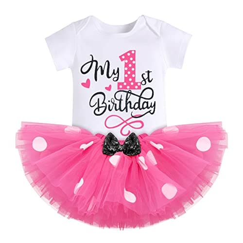 IBTOM CASTLE Polka Dots Romper Tutu Dress for Baby Girls Birthday Outfit