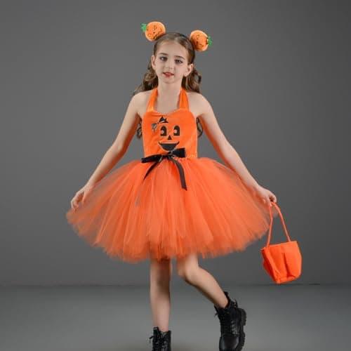 Halloween Pumpkin Costume Dress for Toddler Girls – 3 Piece Set