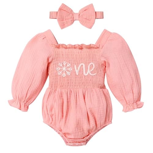 1st Birthday Outfit for Baby Girl: Pumpkin and Snowflake Romper