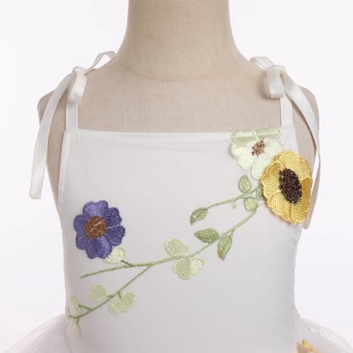 IMEKIS Toddler Girl Birthday Princess Dress Flower Embroidery Tulle Wedding Veil 1-6T