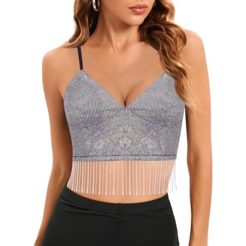 Reflective Crop Top for Women, Festival Rave Outfits and Girls Club Tank Vest