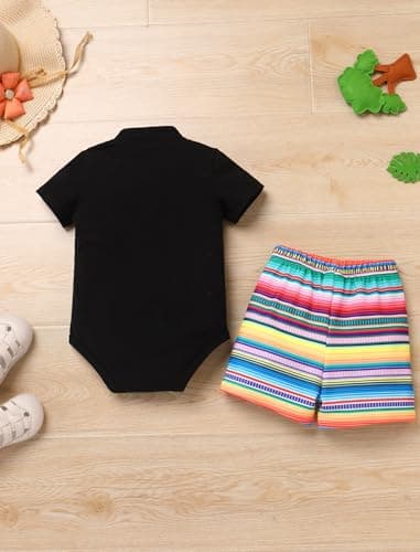 IMEKIS Baby Boys Mexican Bowtie Romper Shorts Set Ethnic Birthday Wear