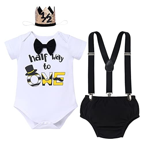 Baby Boy 1st Birthday Cake Smash Outfit 4pcs Set