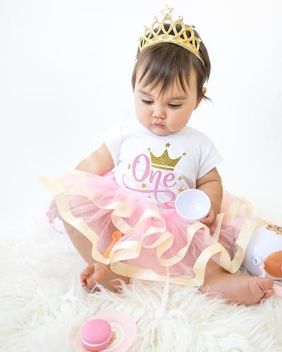 Luke and Lulu Girl's 1st Birthday Princess Crown Tutu Outfit