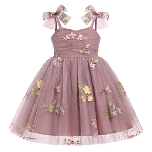 Toddler Girl Birthday Princess Dress with Shiny Confetti - Boho Rainbow Cake Smash Outfit (1-6T)