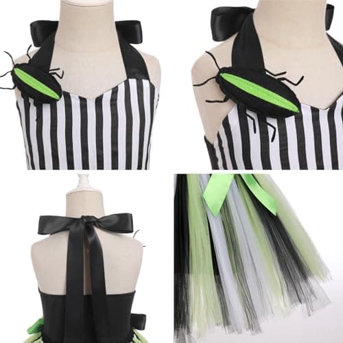 Black and White Striped Tulle Dress Set for Toddler Girls
