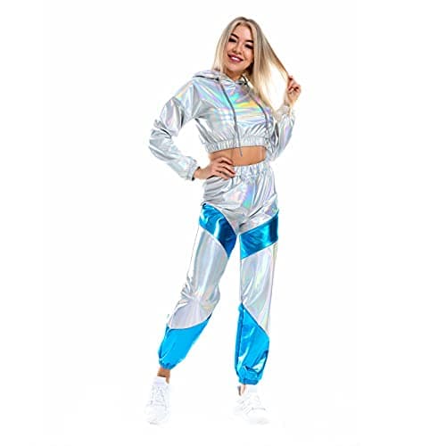 Metallic Hoodie and Sweatpants Set for Women by OBEEII