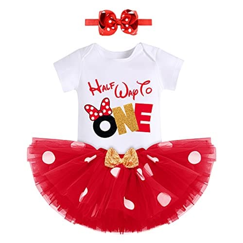 IMEKIS Baby Girls 1st Birthday Tutu Romper with Polka Dots & Mouse Ears Costume