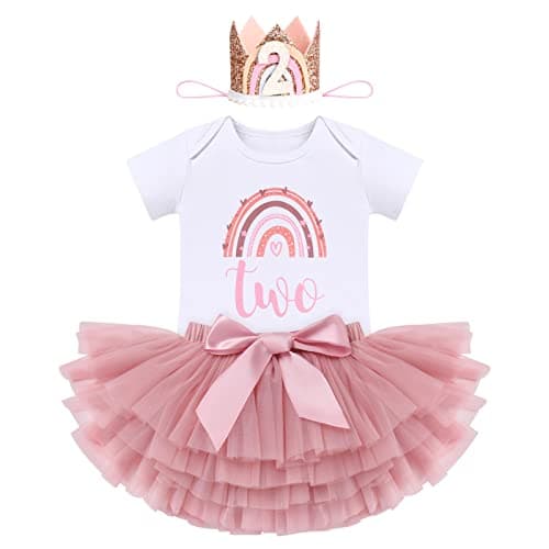 ODASDO Boho Rainbow Birthday Cake Smash Outfit Set