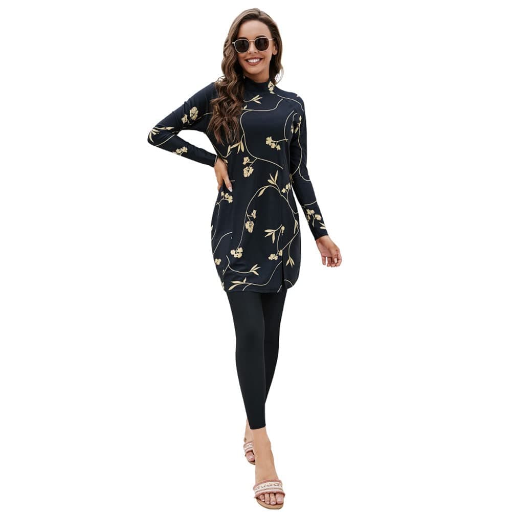 IMEKIS Modest Islamic Floral Print Burkini for Women