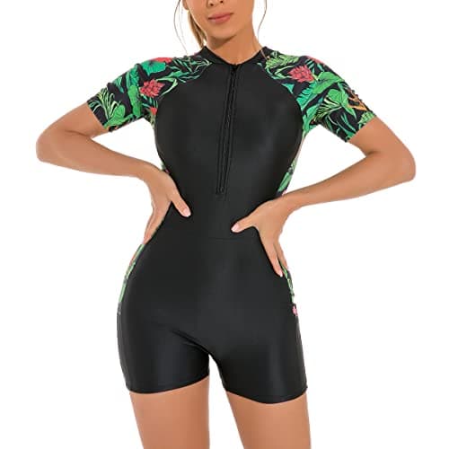 Women's UV Protection Rash Guard Swimsuit with Floral Print