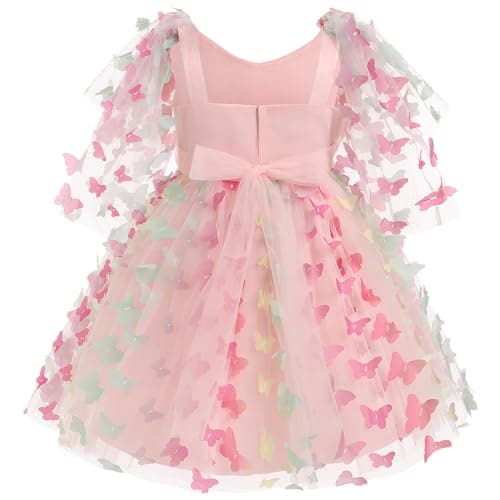 IDOPIP Kids' Flower Girl Butterfly Tutu Dress for Birthday Party Communion