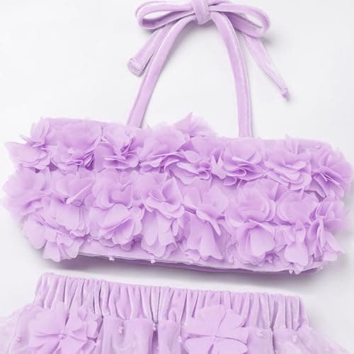 Newborn Baby Girl 1st Birthday Outfit: Boho Flower Halter Top with Tulle Bottoms