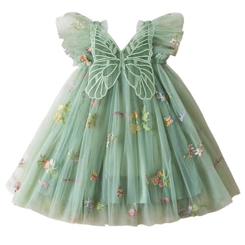 AGQT Baby Girls Butterfly Print Tulle Tutu Sundress 6M-6T