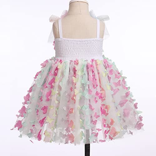ODASDO Toddler Bowknot Spaghetti Straps Tulle Tutu Birthday Dress