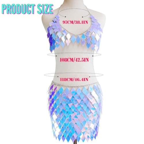 Nicute Sequin Top & Skirt Set for Women Rave Outfits