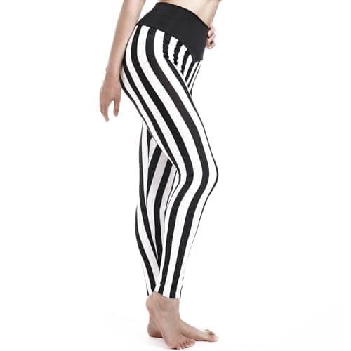 Women's Black and White Striped Leggings Halloween Costume