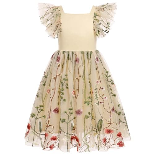 IMEKIS Princess Butterfly Boho Tulle Dress for Toddlers Girls Birthday Pageant
