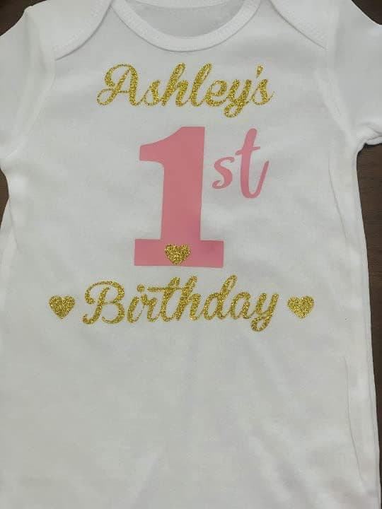 Funmunchkins Personalized 1st Birthday Gold & Pink Tutu Outfit