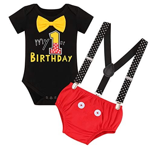 IBTOM CASTLE Baby Boys First Birthday Cake Smash Outfit Gentleman Tuxedo Clothes Set