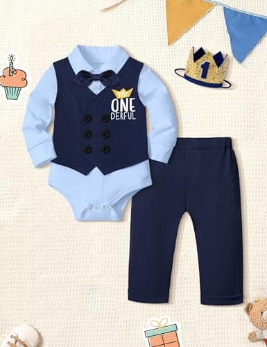 Mr Onederful 1st Birthday Boy Outfit 5Pcs Suit